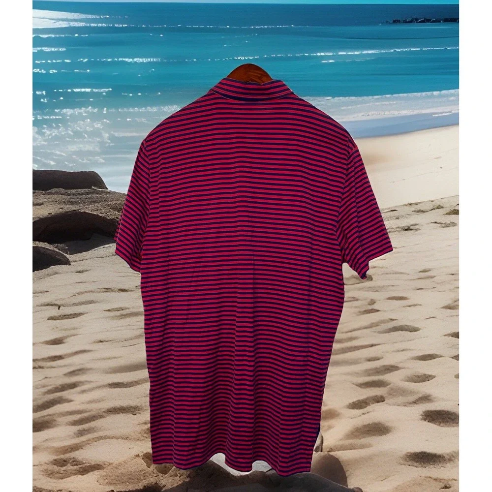 Polo Ralph Lauren Shirt Men L Red Stripes (Freddy Kruger)‎ Embroidery Pima VTG